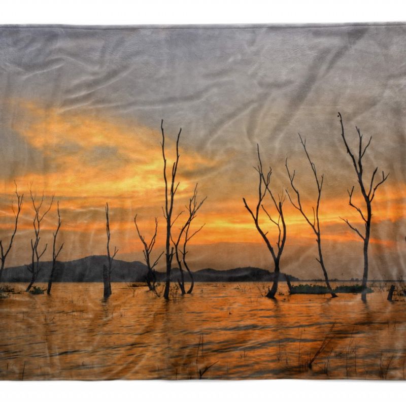 Handtuch Strandhandtuch Saunatuch Kuscheldecke  mit Fotomotiv Meer Abendröte Ber