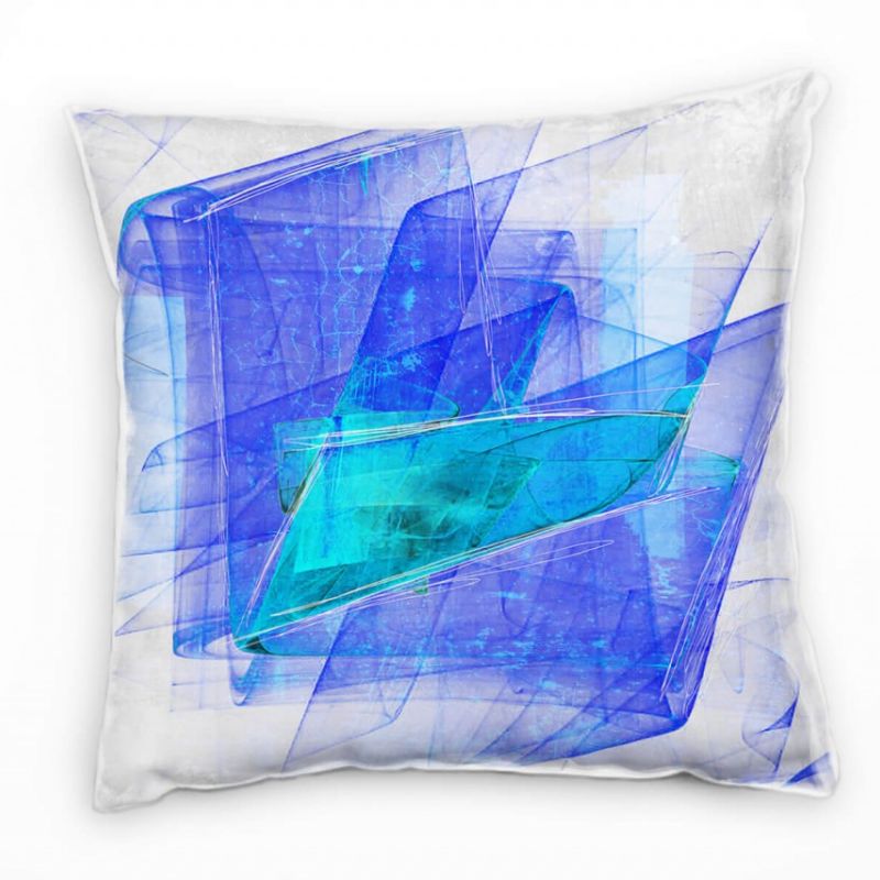 Couch Sofa Lounge Zierkissen in 40x40cm Enzianblau Türkis Eisblau Hellgrau