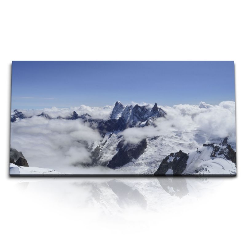 Kunstdruck Bilder 120x60cm Über den Wolken Berge Gebirge Schnee Gipfel