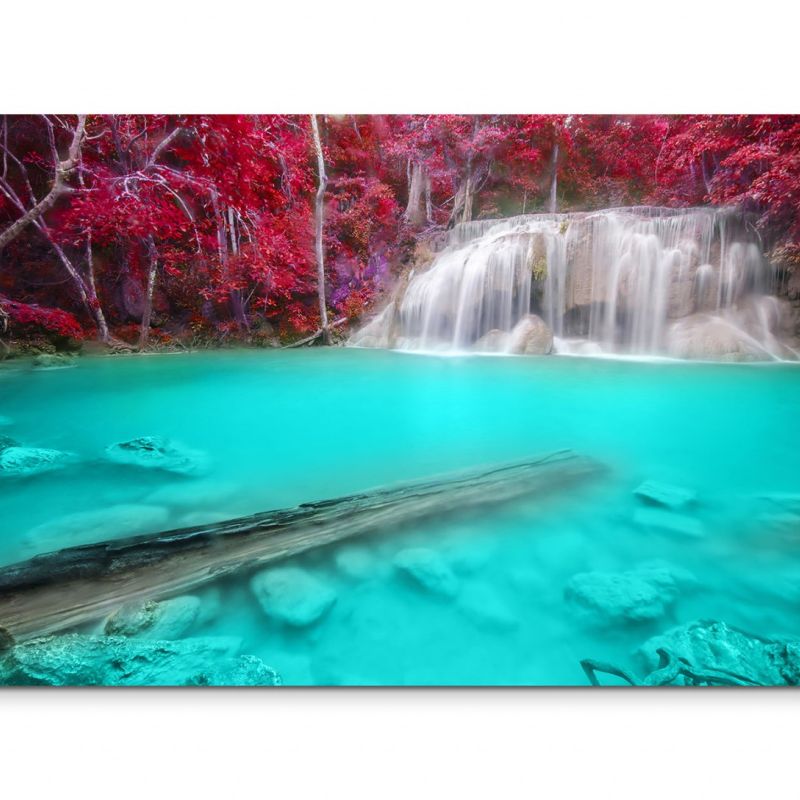 120x80cm Wandbild Thailand Erawan Wasserfall Lagune Wald Natur