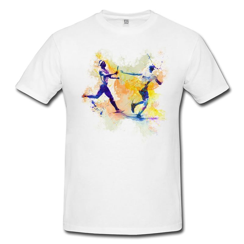 Staffellauf  Herren und Damen T-Shirt Sport Motiv aus Paul Sinus Aquarell