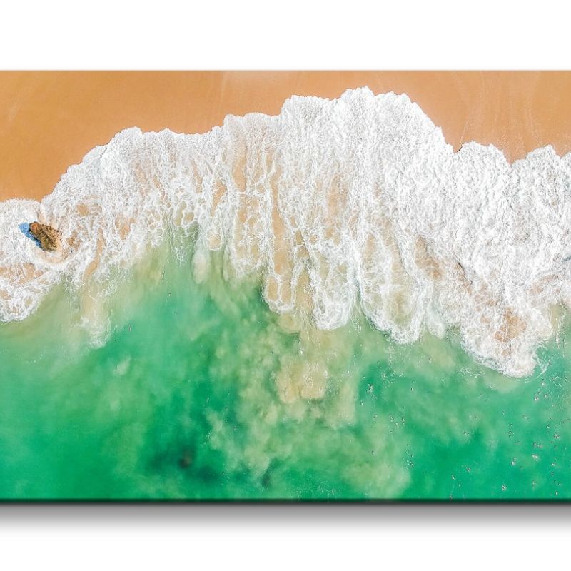 Leinwandbild 120x60cm Meer von Oben Vogelperspektive Welle Strand Atemberaubend