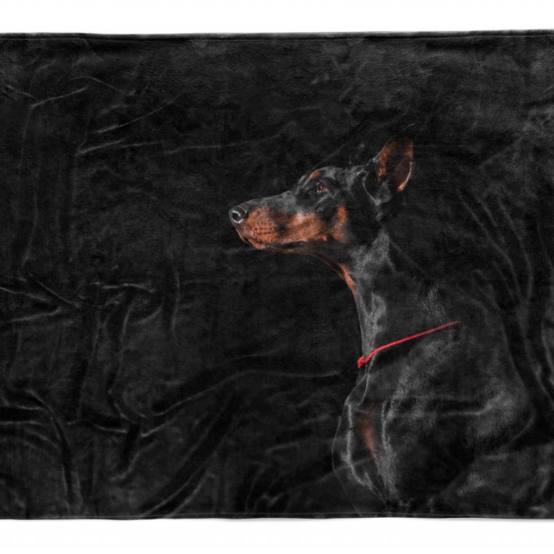 Handtuch Strandhandtuch Saunatuch Kuscheldecke  mit Tiermotiv Dobermann Hund