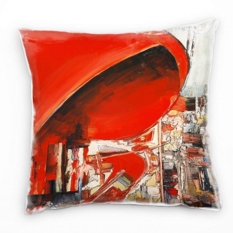 Abstrakt, rot, gemalt, Gebäude Deko Kissen 40x40cm für Couch Sofa Lounge Zierkissen