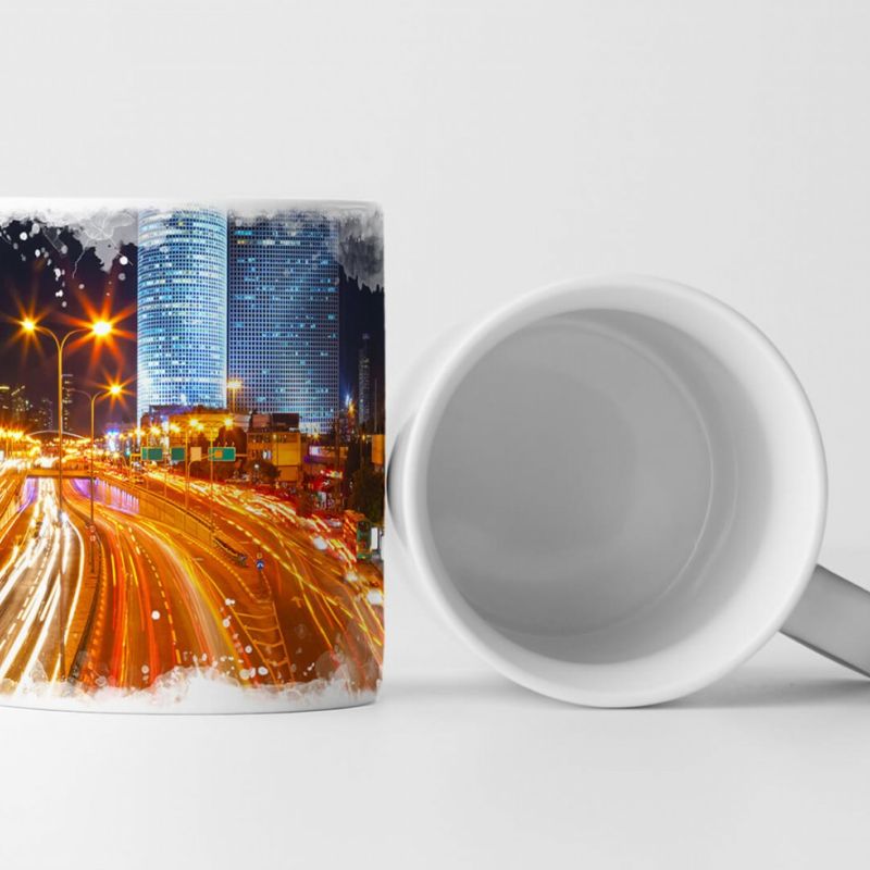 Tasse Geschenk Urbane Fotografie – Fließender Verkehr bei Nacht