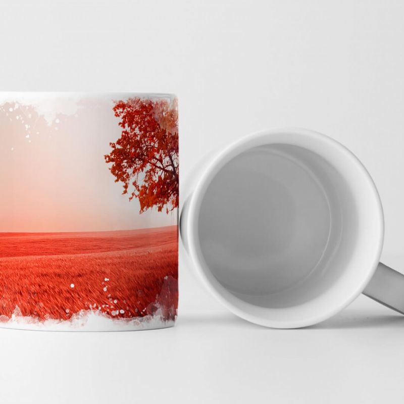 Tasse Geschenk Landschaftsfotografie – Einsamer Baum in roter Landschaft