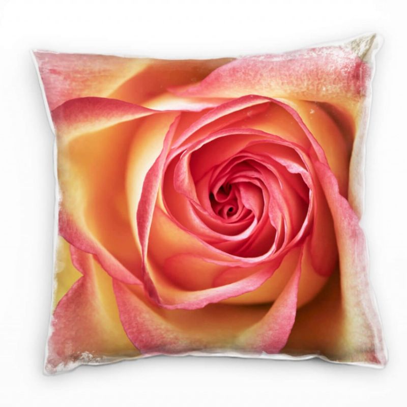 Macro, Blumen, Rose, rosa, weiß Deko Kissen 40x40cm für Couch Sofa Lounge Zierkissen