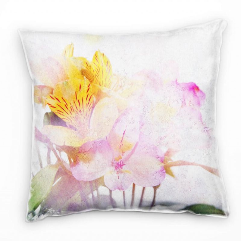 Blumen, orange, rosa, grün, Filter, Unschärfe, hell Deko Kissen 40x40cm für Couch Sofa Lounge Zierki