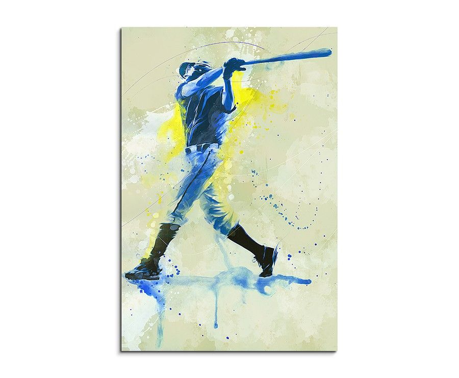 Baseball IV 90x60cm SPORTBILDER Paul Sinus Art Splash Art Wandbild Aquarell Art