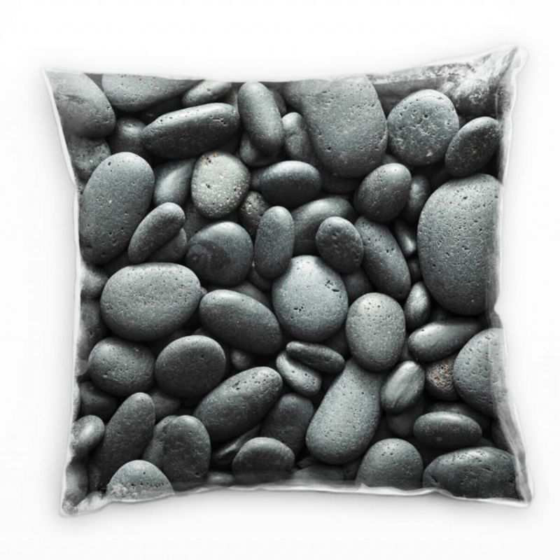 Macro, Steine, grau, verschiedene Formen, dunkel Deko Kissen 40x40cm für Couch Sofa Lounge Zierkisse