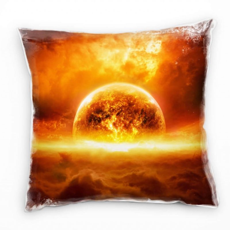 Abstrakt, Natur, orange, gelb, explodierende Erde Deko Kissen 40x40cm für Couch Sofa Lounge Zierkiss