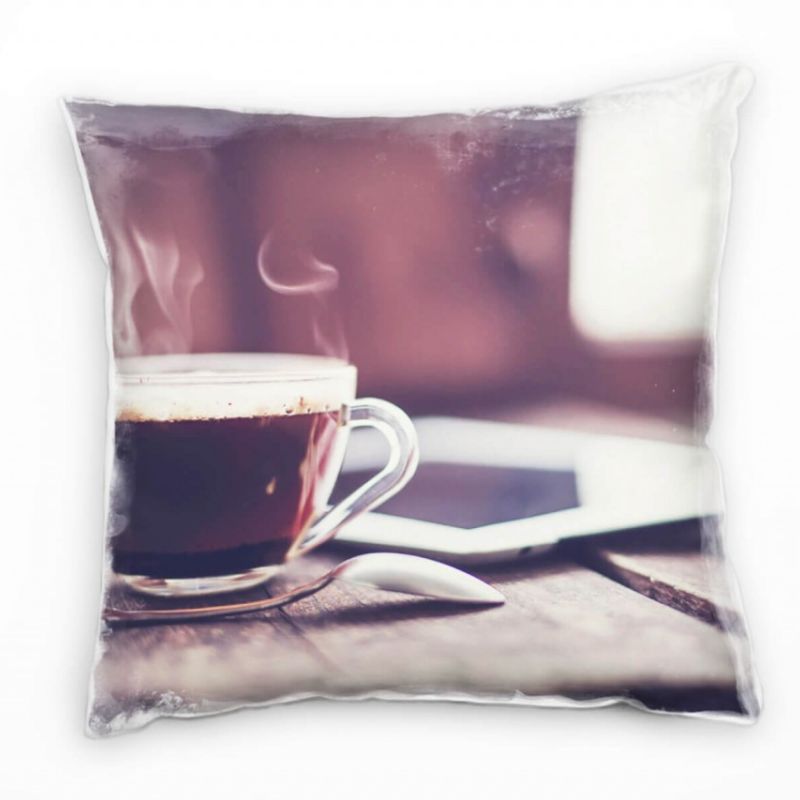 Macro, Kaffeetasse, Dampf, braun Deko Kissen 40x40cm für Couch Sofa Lounge Zierkissen