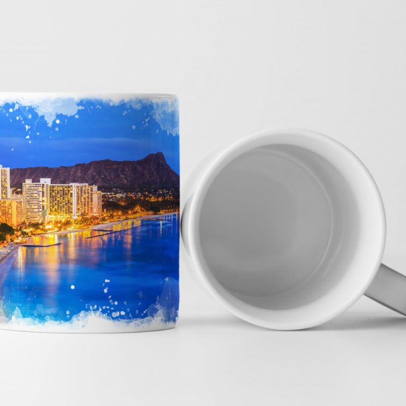 Tasse Geschenk Fotografie – Skyline von Honolulu bei Nacht