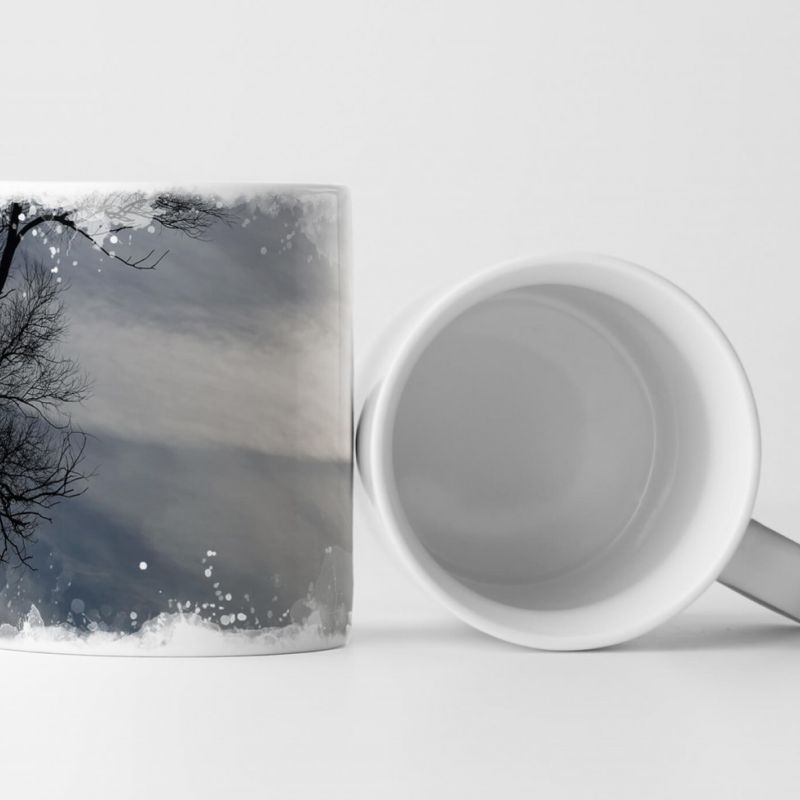 Tasse Geschenk  Fotografie – Abendhimmel Baum im Nebel