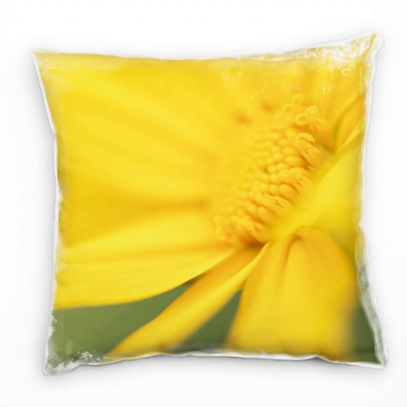 Macro, Blumen, Blüte, gelb, grün Deko Kissen 40x40cm für Couch Sofa Lounge Zierkissen