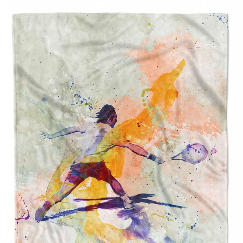 SplashArt Sport Handtuch Strandhandtuch Saunatuch Kuscheldecke Kunstvoll Tennis V Sportha