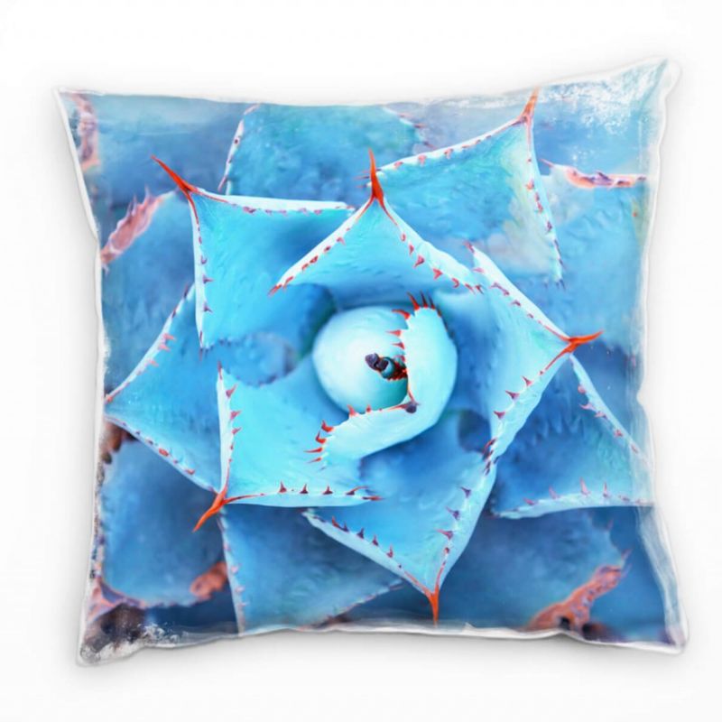 Macro, Natur, blau, orange, Agave Deko Kissen 40x40cm für Couch Sofa Lounge Zierkissen