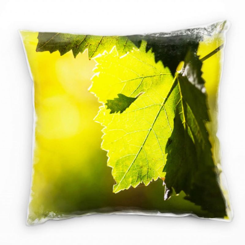 Herbst, Blätter, Weinblatt, Sonne, gelb, grün Deko Kissen 40x40cm für Couch Sofa Lounge Zierkissen