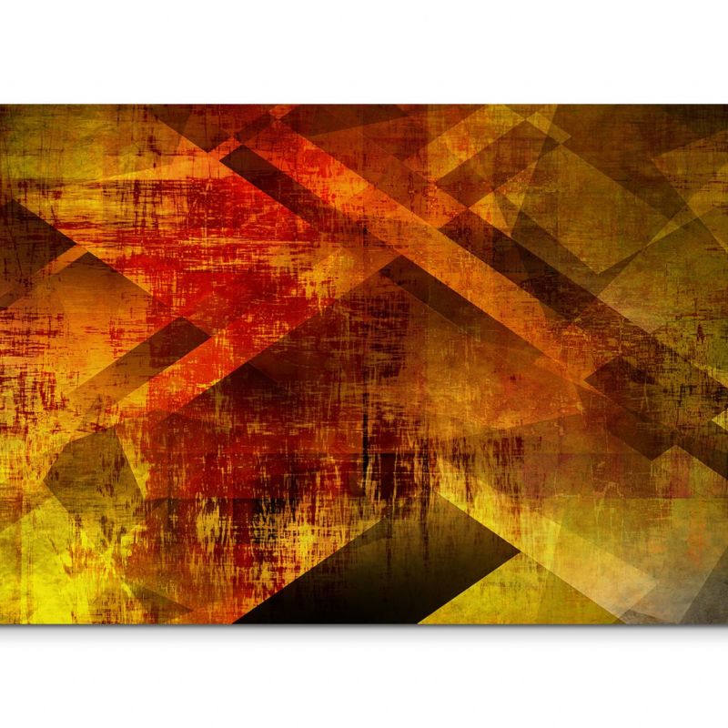 120x80cm Wandbild Geometrie Hintergrund abstrakt rot braun gelb