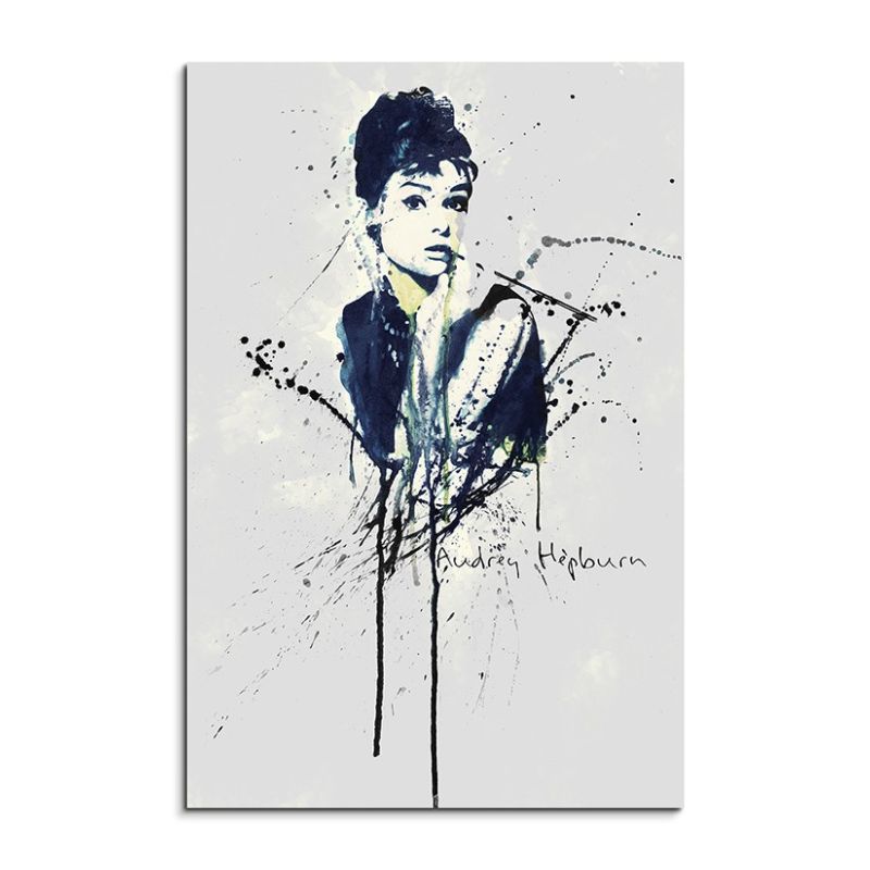 Audrey Hepburn 90x60cm Aquarell Art Wandbild auf Leinwand fertig gerahmt Original Sinus Art