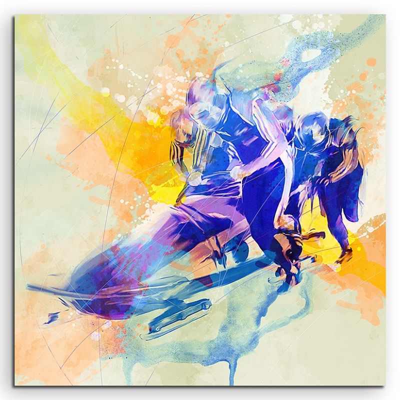 Bobsport II 60x60cm Aquarell Art Leinwandbild