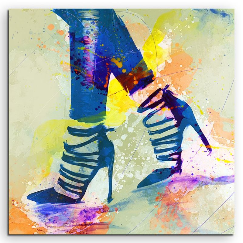 High Heels 60x60cm Aquarell Art Leinwandbild