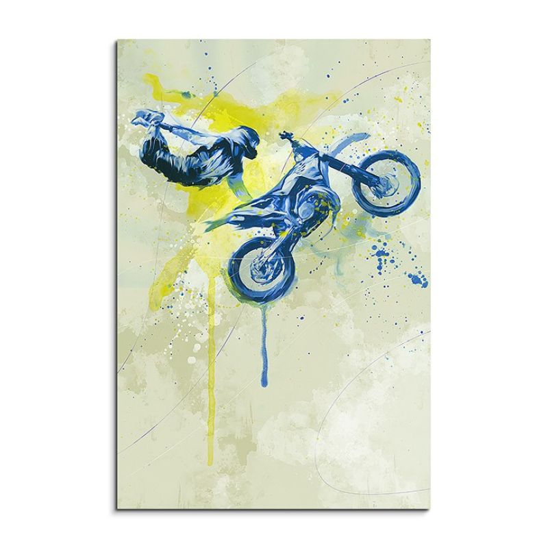 Motorrad Xgames 90x60cm SPORTBILDER Paul Sinus Art Splash Art Wandbild Aquarell Art