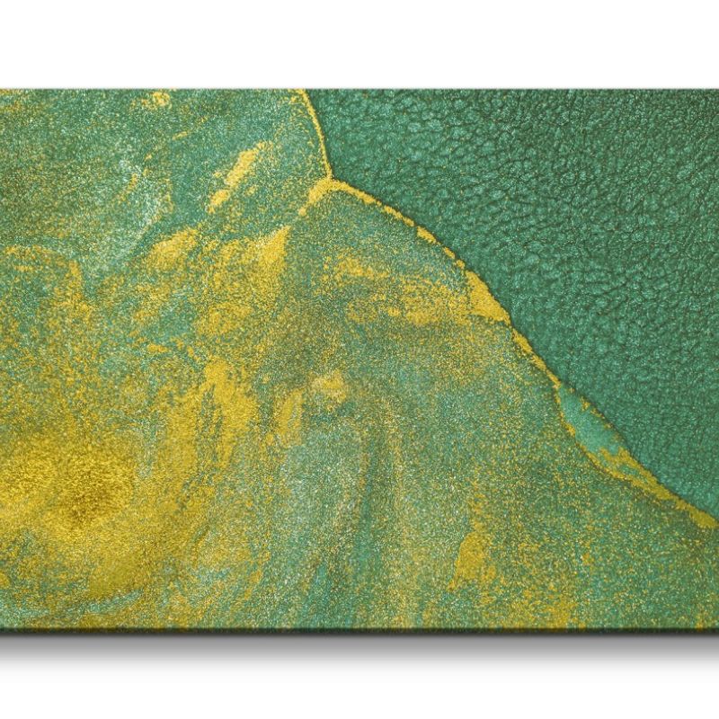 Leinwandbild 120x60cm Fließende Farben Gold Grün Kunstvoll Dekorativ