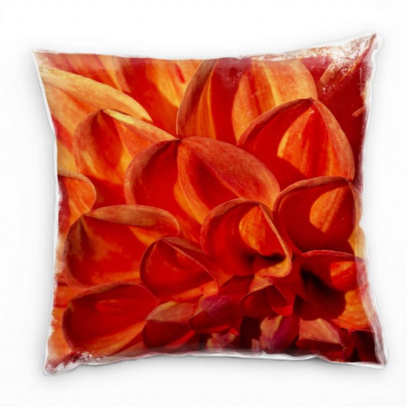 Macro, Blumen, rot, orange, Blütenblätter, Aster Deko Kissen 40x40cm für Couch Sofa Lounge Zierkisse