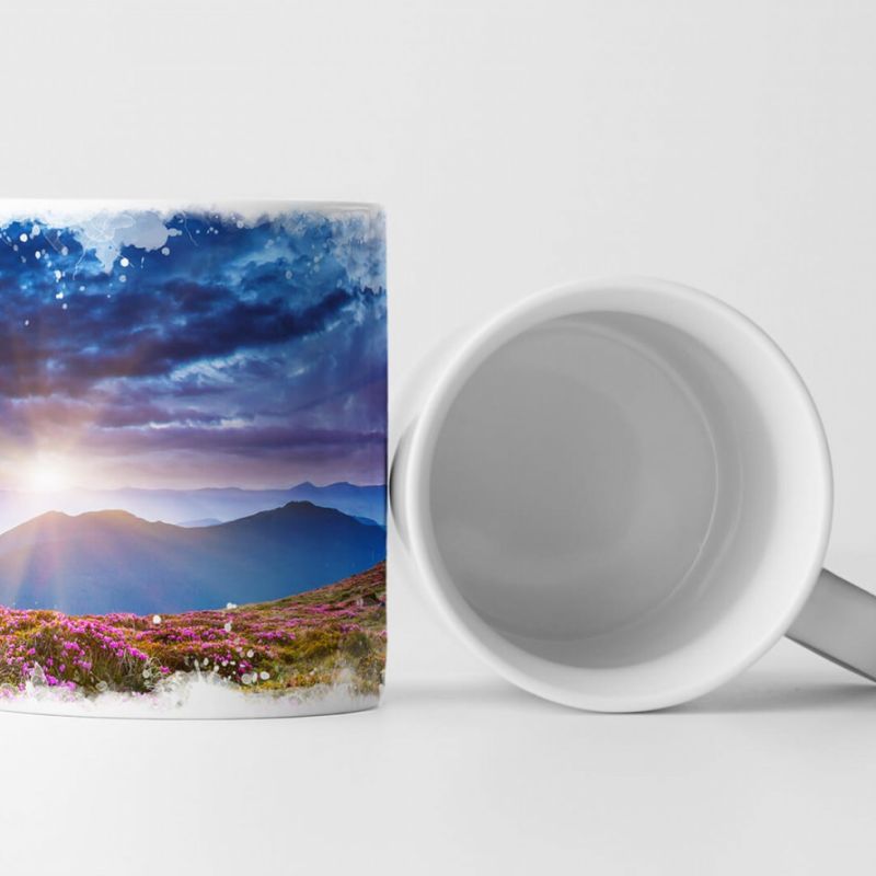 Tasse Geschenk Landschaftsfotografie – Blumenwiese in den Bergen Ukraine