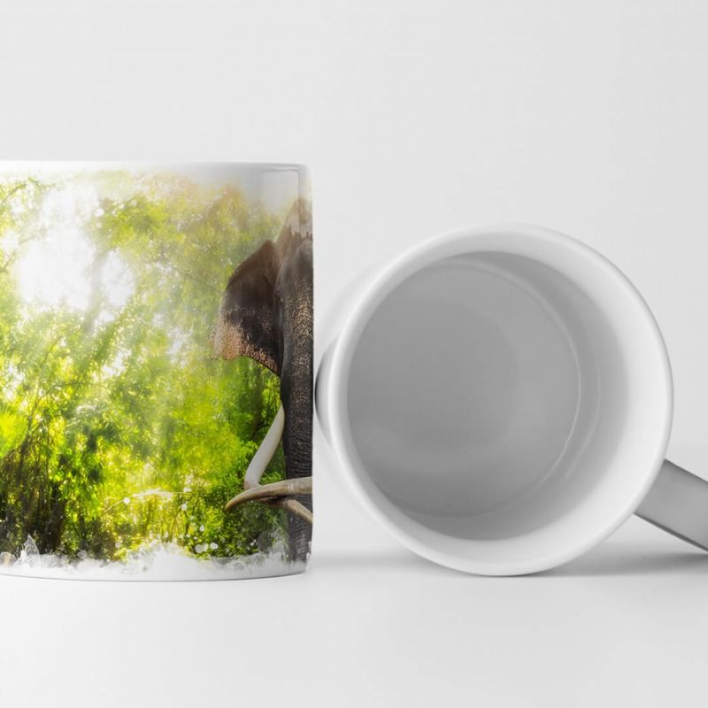 Tasse Geschenk Tierfotografie – Elefant am Erawan Wasserfall Thailand