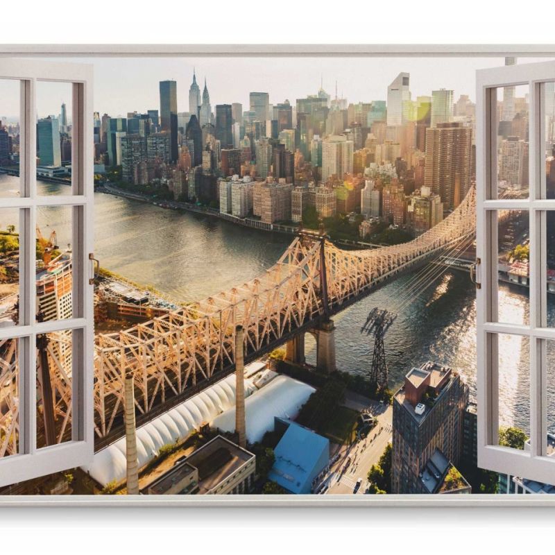 Wandbild 120x80cm Fensterbild New York Brooklyn Bridge Skyline Megacity