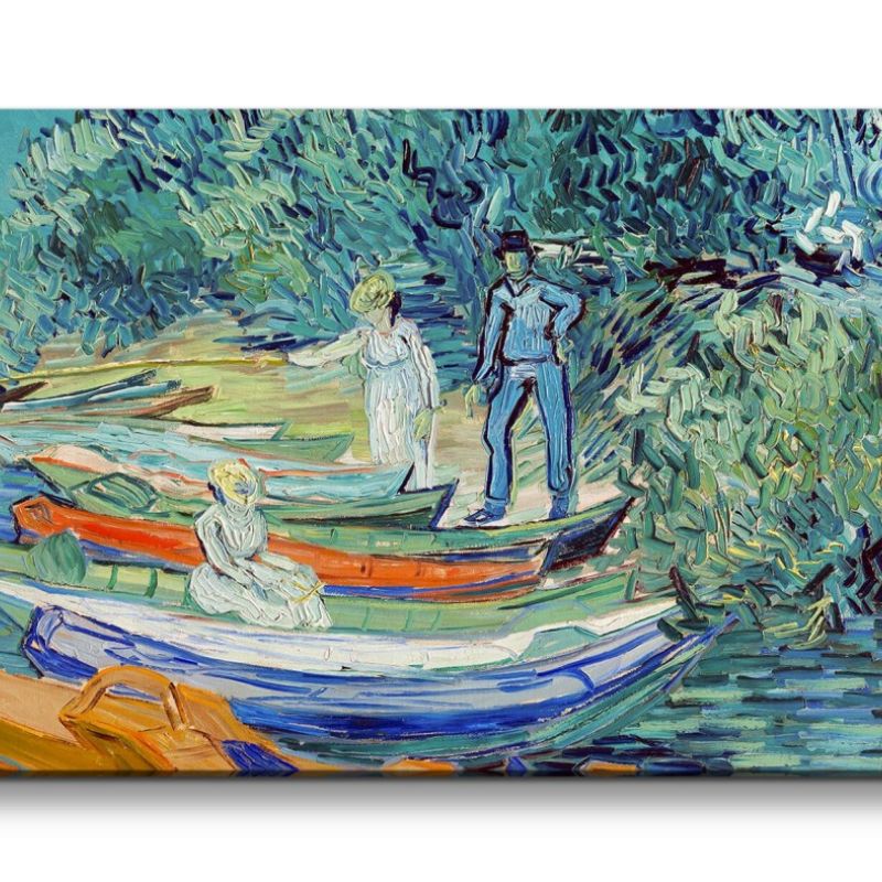 Remaster 120x60cm Vincent Van Gogh Impressionismus Weltberühmtes Gemälde Park See Boote Sommer