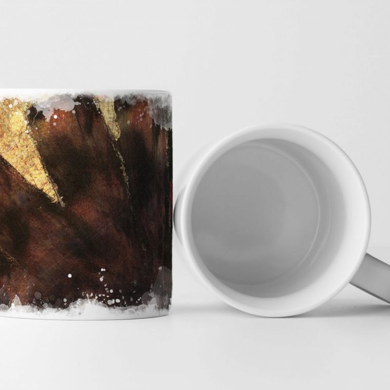 Tasse Geschenk abstrakte Kunst in Dunkelbraun