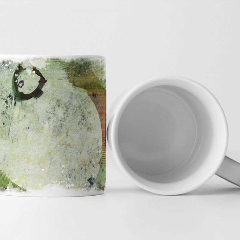 Tasse Geschenk Fächermuster, Orientrot, Grasgrün