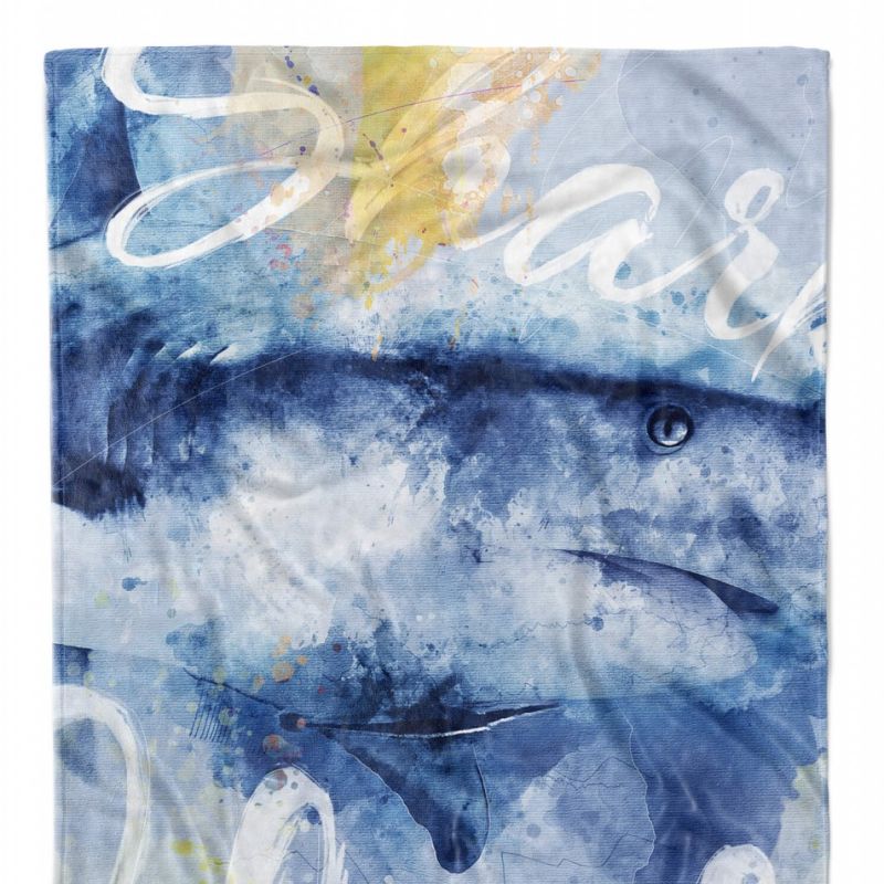 Handtuch Strandhandtuch Saunatuch Kuscheldecke SplashArt Tier Serie Kunstvoll Shark Motiv