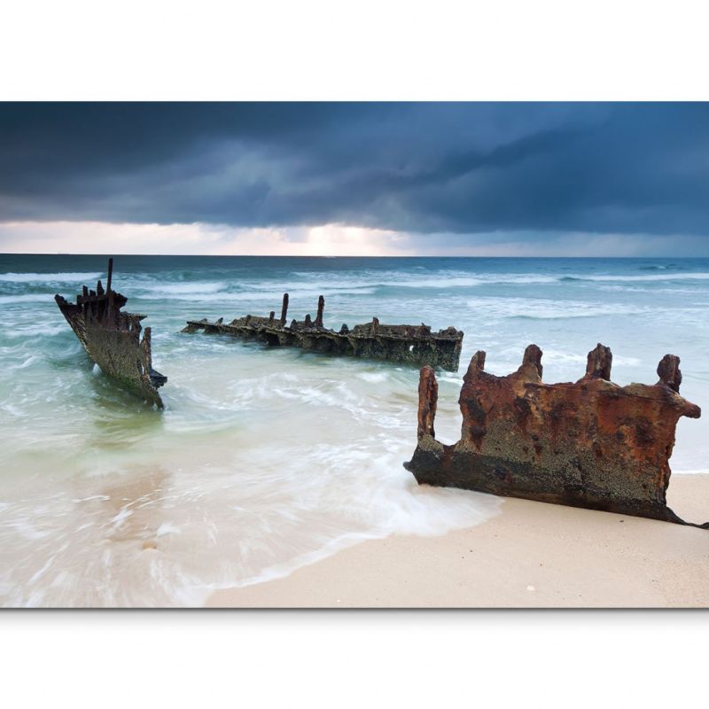 120x80cm Wandbild Australien Strand Wrack Wolken Sonnenaufgang