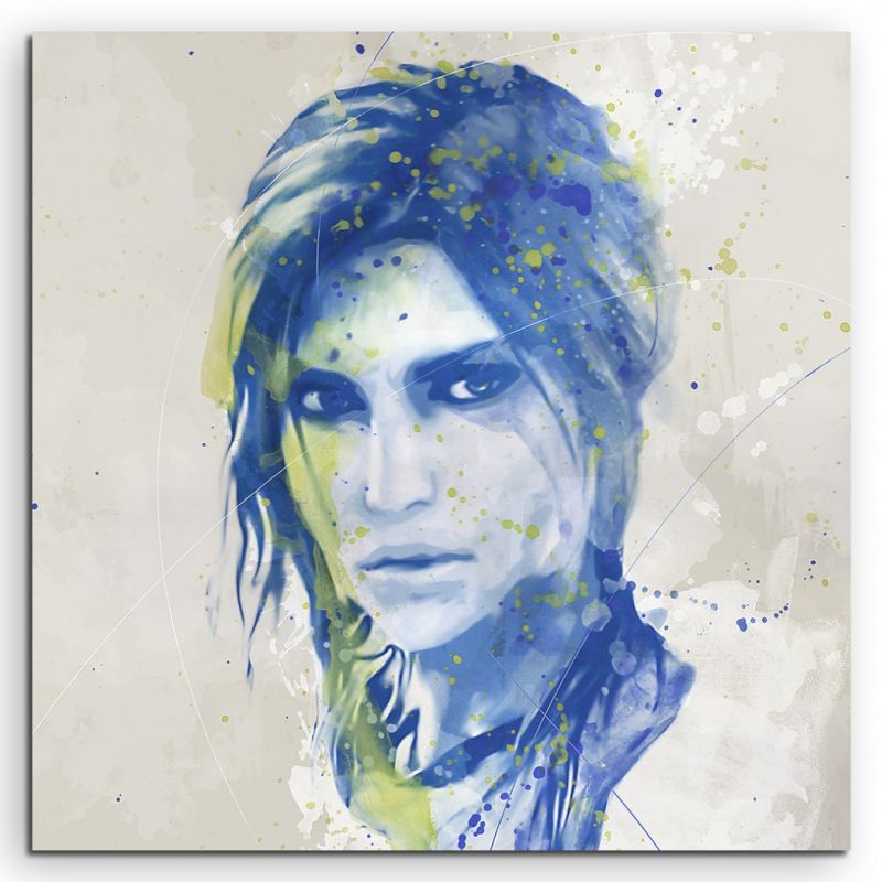 Lara Croft I Aqua 60x60cm Wandbild Aquarell Art