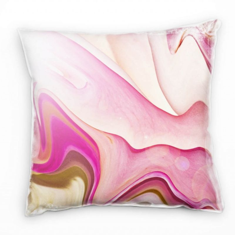 Abstrakt, gemalt, Wellen, rosa, pink Deko Kissen 40x40cm für Couch Sofa Lounge Zierkissen