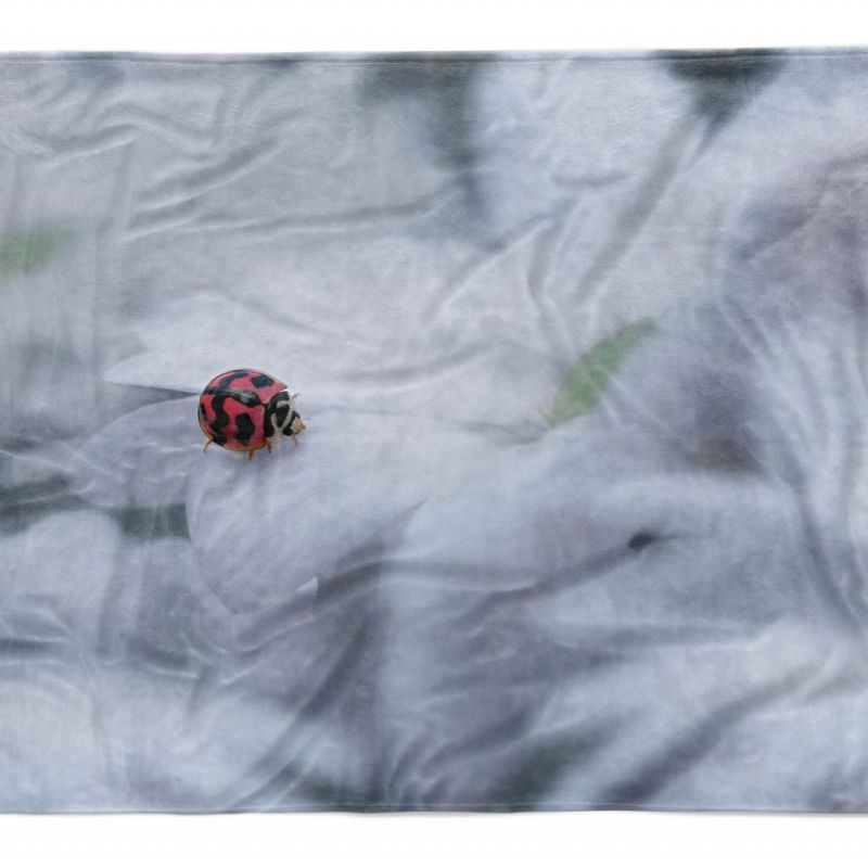 Handtuch Strandhandtuch Saunatuch Kuscheldecke  mit Fotomotiv Marienkäfer weiße