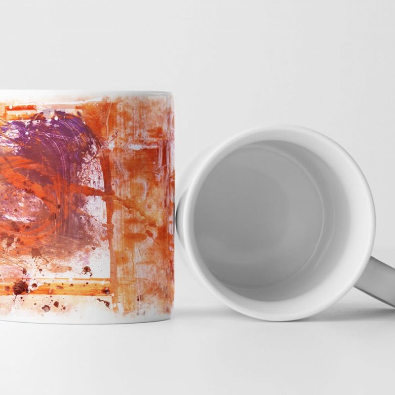 Tasse Geschenk weiße Grundierung, orange-lila Abstraktion