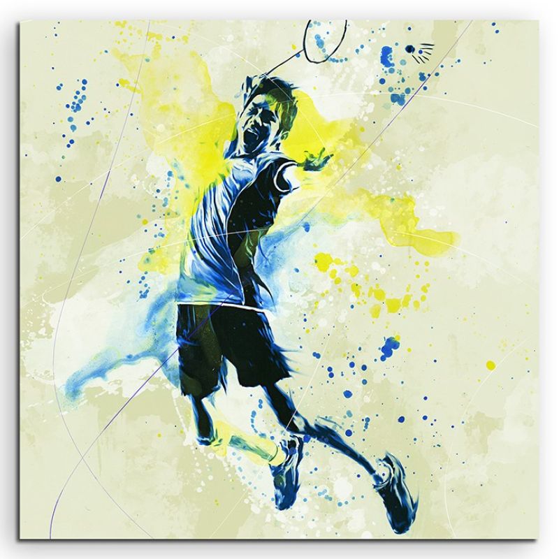 Badminton 60x60cm SPORTBILDER Paul Sinus Art Splash Art Wandbild Aquarell Art