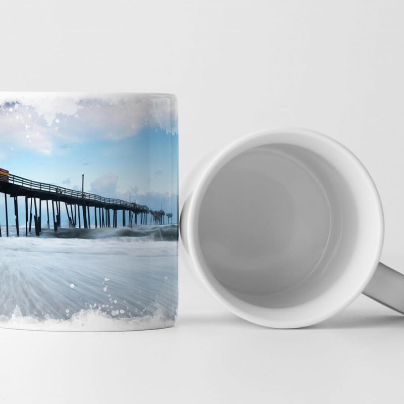 Tasse Geschenk Landschaftsfotografie – Cape Hatteras Seeküste mit Pier