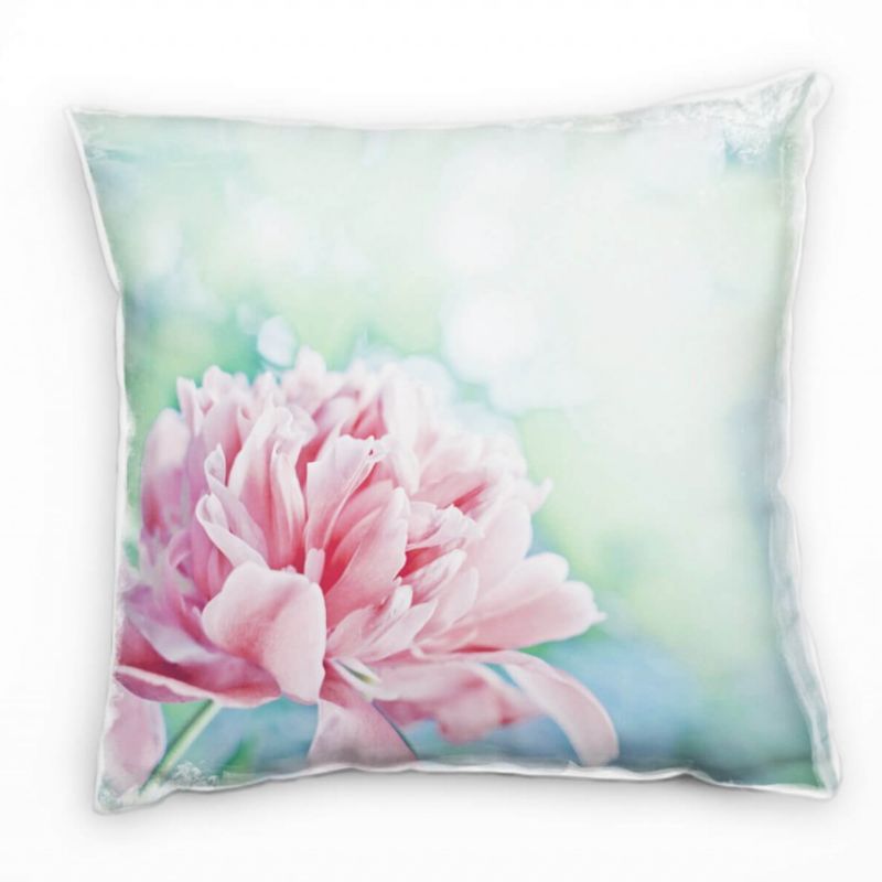 Macro, Blume, rosa, pink, grün, hell Deko Kissen 40x40cm für Couch Sofa Lounge Zierkissen