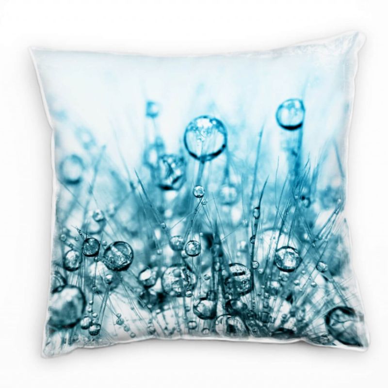 Macro, blau, Wasserblasen, abstrakt Deko Kissen 40x40cm für Couch Sofa Lounge Zierkissen