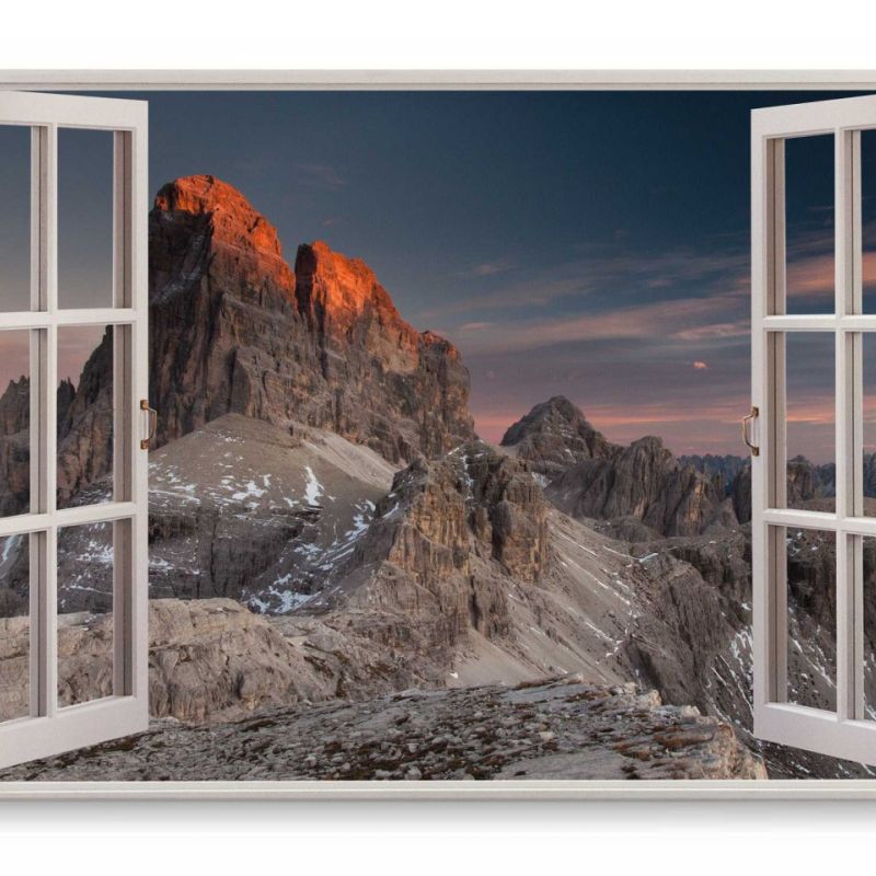 Wandbild 120x80cm Fensterbild Alpen Dolomiten Italien Berge Klippen