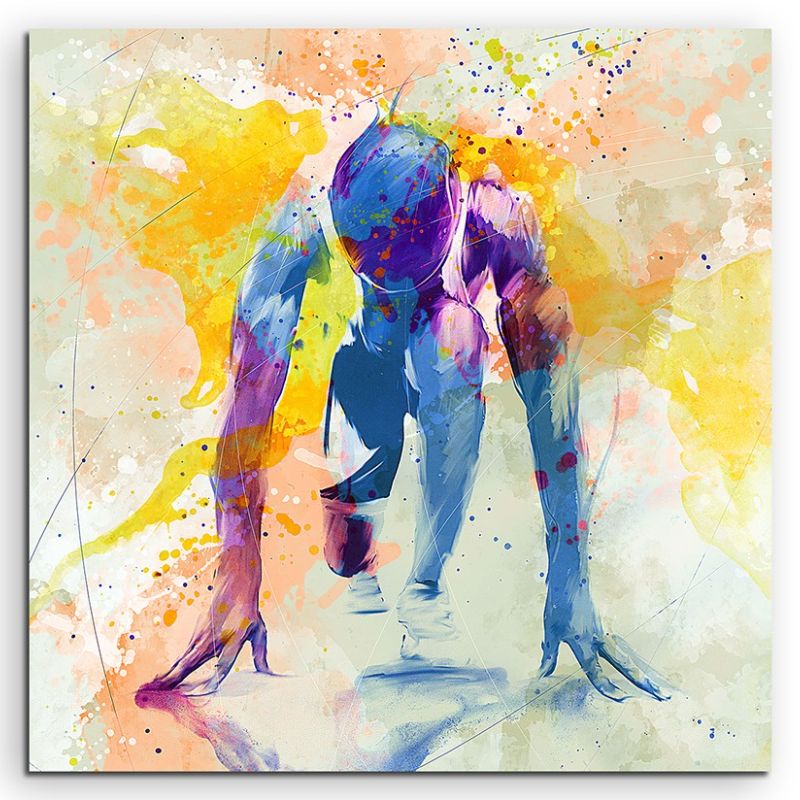 Running VIII 60x60cm Aquarell Art Leinwandbild