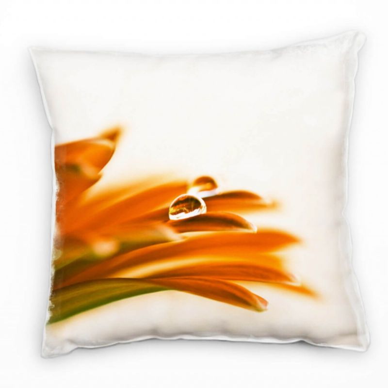 Macro, Blumen, orange, Blütenblätter, Wassertropfen  Deko Kissen 40x40cm für Couch Sofa Lounge Zierk