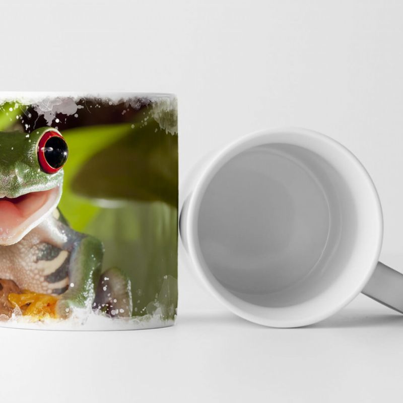 Tasse Geschenk Tierfotografie – Fröhlicher Rotaugenlaubfrosch