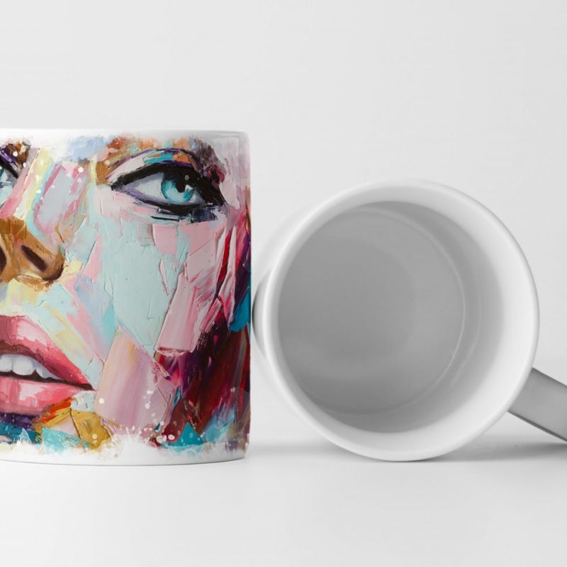 Tasse Geschenk Bild – Ölgemälde einer schönen blonden Frau